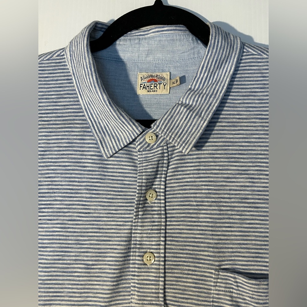 Faherty XL long sleeve stripe polo